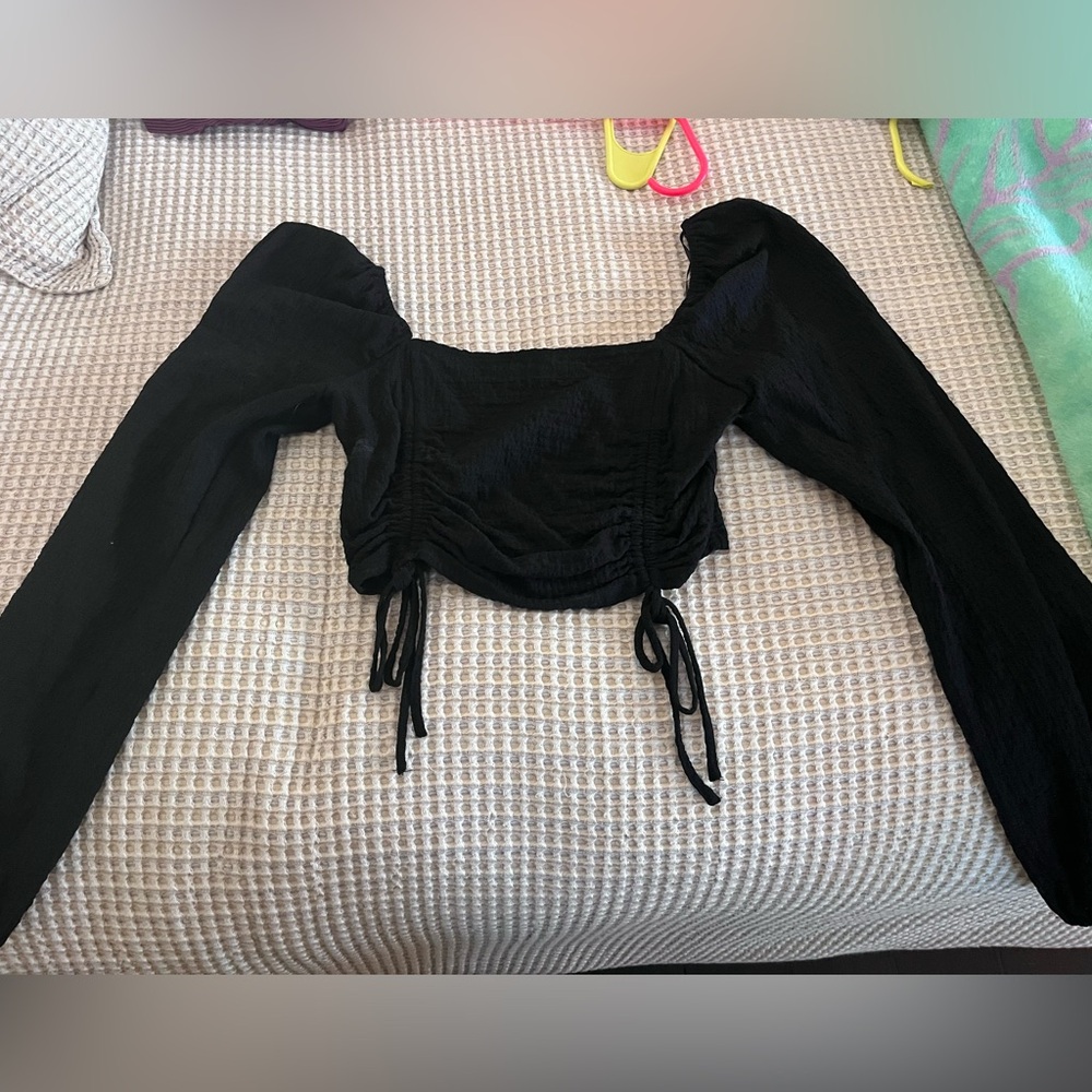 Sophie Rue Black Ruched Blouse